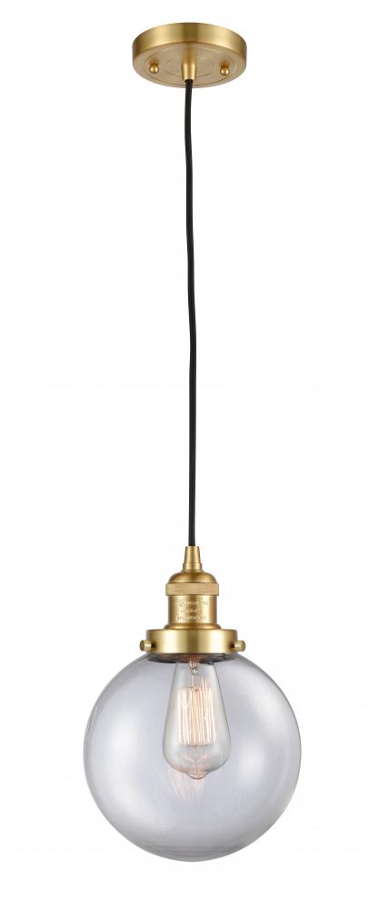 Beacon - 1 Light - 8 inch - Satin Gold - Cord hung - Mini Pendant