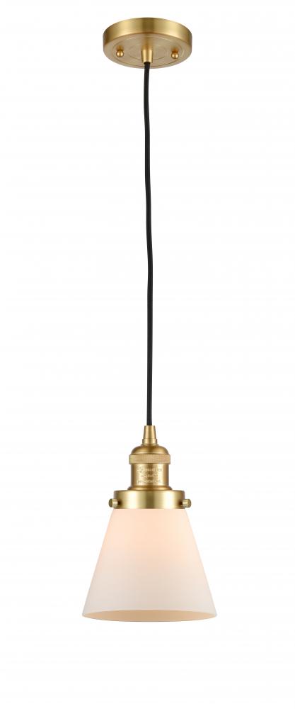 Cone - 1 Light - 6 inch - Satin Gold - Cord hung - Mini Pendant