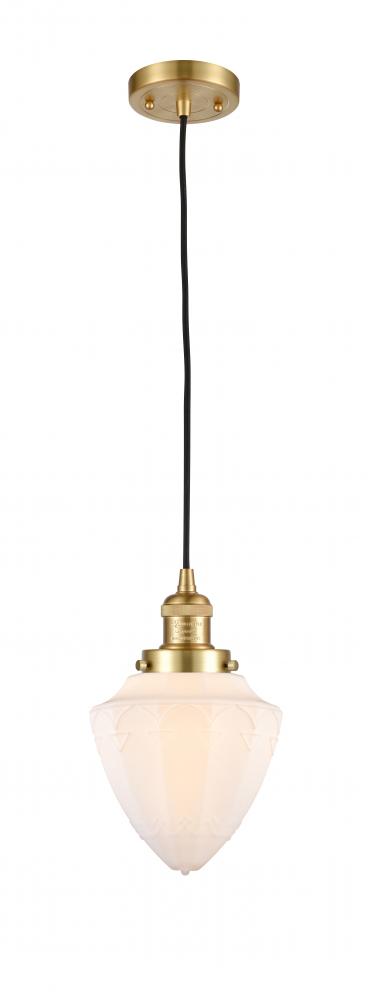 Bullet - 1 Light - 7 inch - Satin Gold - Cord hung - Mini Pendant