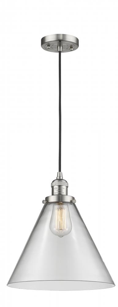 Cone - 1 Light - 12 inch - Brushed Satin Nickel - Cord hung - Mini Pendant