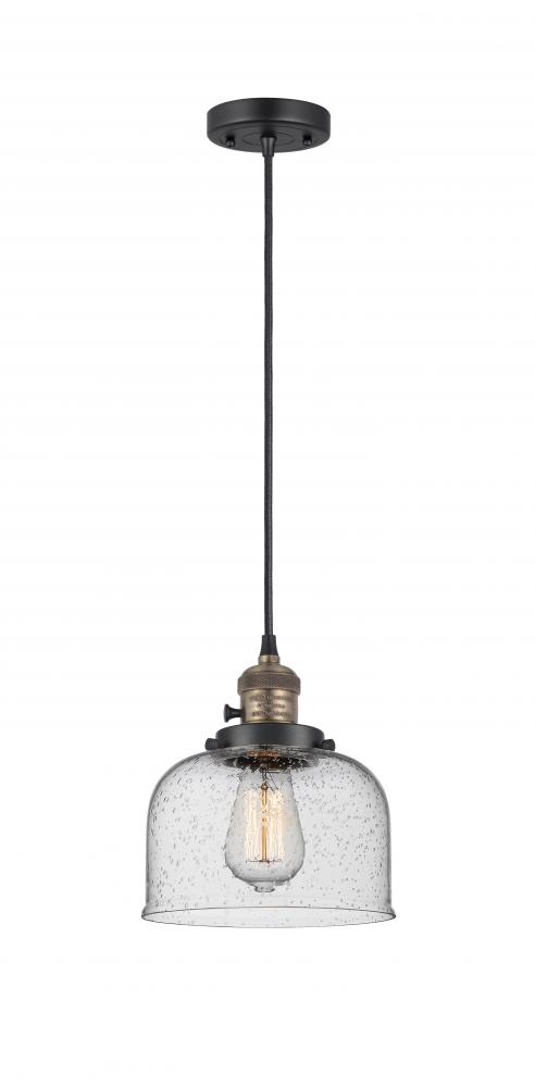 Bell - 1 Light - 8 inch - Black Antique Brass - Cord hung - Mini Pendant