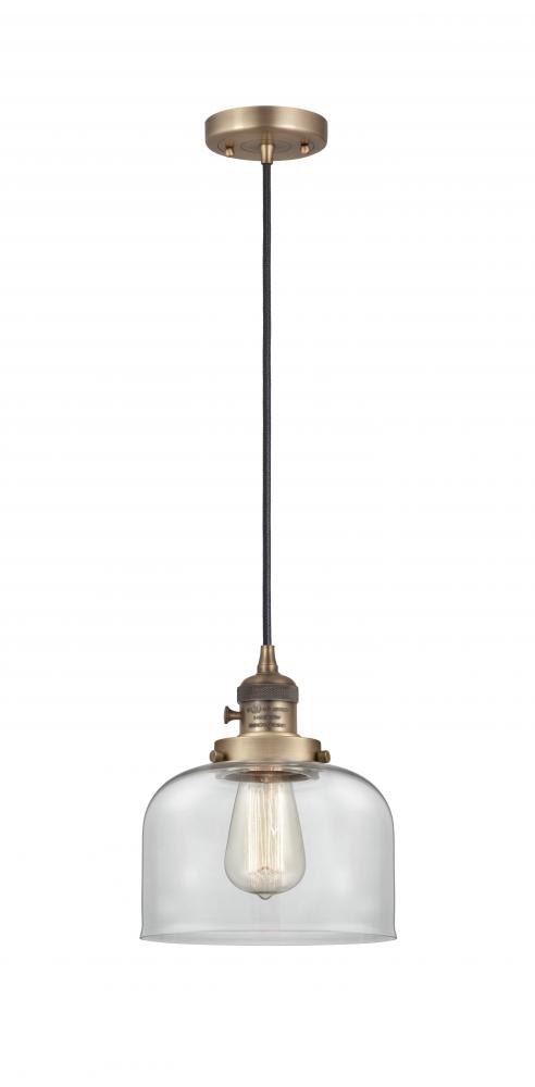 Bell - 1 Light - 8 inch - Brushed Brass - Cord hung - Mini Pendant