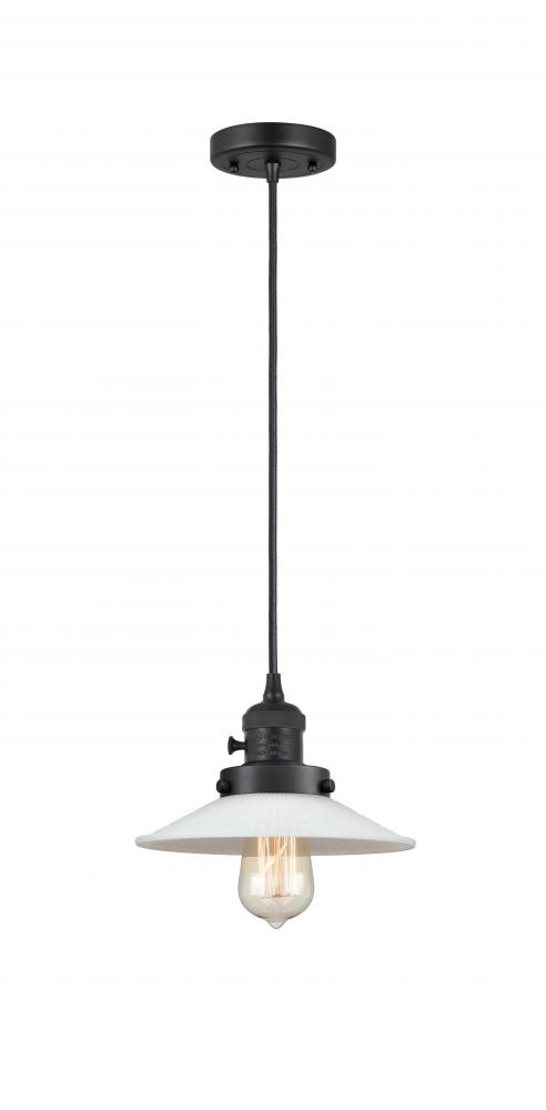 Halophane - 1 Light - 9 inch - Matte Black - Cord hung - Mini Pendant