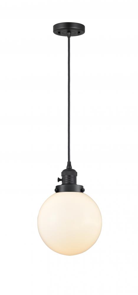 Beacon - 1 Light - 8 inch - Matte Black - Cord hung - Mini Pendant