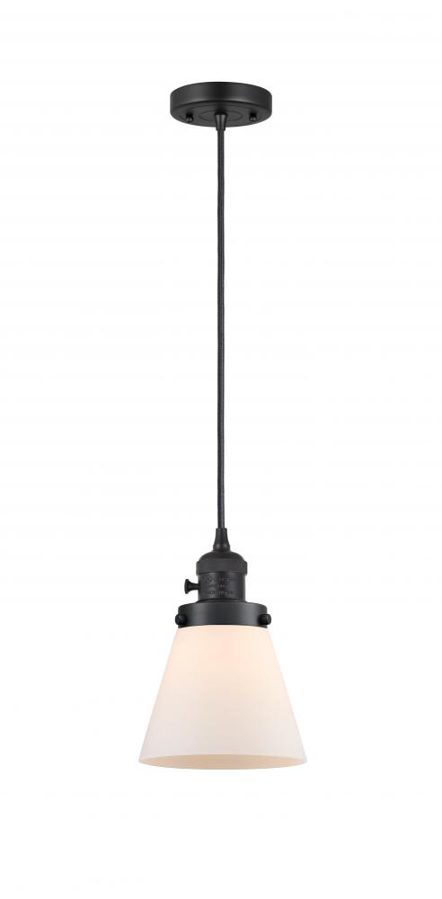 Cone - 1 Light - 6 inch - Matte Black - Cord hung - Mini Pendant