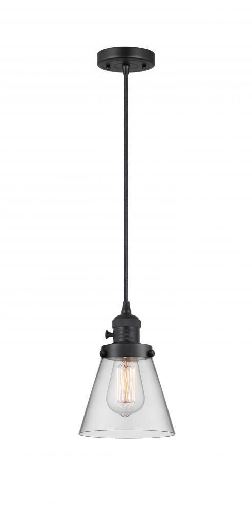 Cone - 1 Light - 6 inch - Matte Black - Cord hung - Mini Pendant