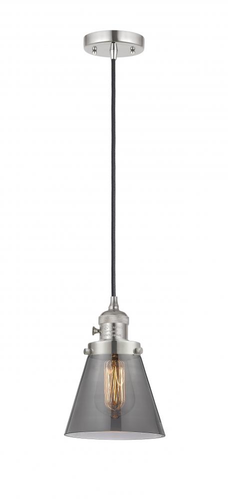 Cone - 1 Light - 6 inch - Polished Nickel - Cord hung - Mini Pendant