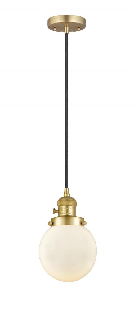 Beacon - 1 Light - 6 inch - Satin Gold - Cord hung - Mini Pendant