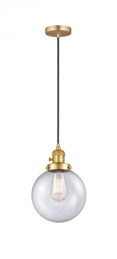 Beacon - 1 Light - 8 inch - Satin Gold - Cord hung - Mini Pendant