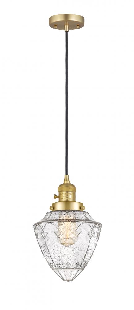 Bullet - 1 Light - 7 inch - Satin Gold - Cord hung - Mini Pendant