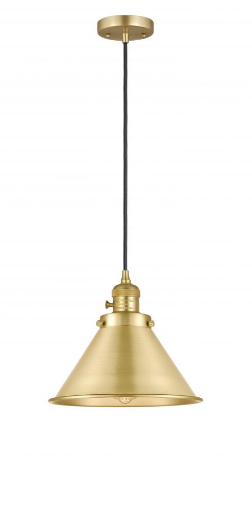 Briarcliff - 1 Light - 10 inch - Satin Gold - Cord hung - Mini Pendant