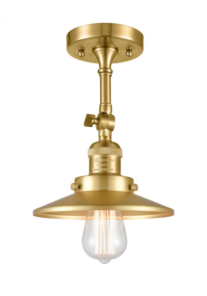 Railroad - 1 Light - 8 inch - Satin Gold - Semi-Flush Mount