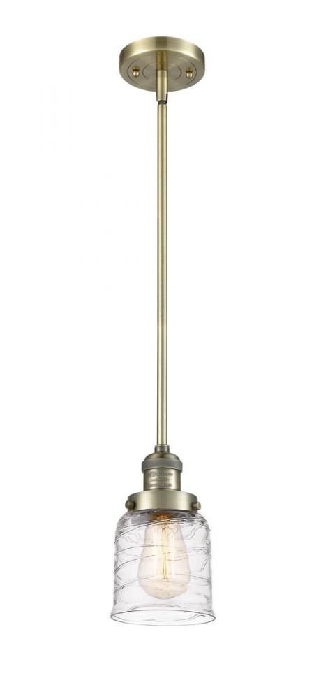 Bell - 1 Light - 5 inch - Antique Brass - Stem Hung - Mini Pendant