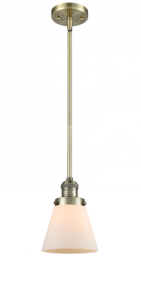 Cone - 1 Light - 6 inch - Antique Brass - Stem Hung - Mini Pendant