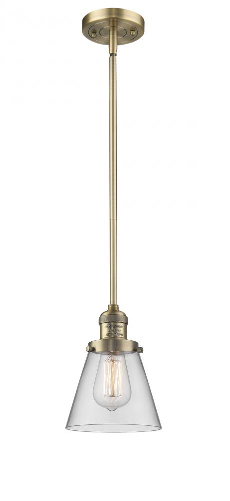 Cone - 1 Light - 6 inch - Brushed Brass - Stem Hung - Mini Pendant