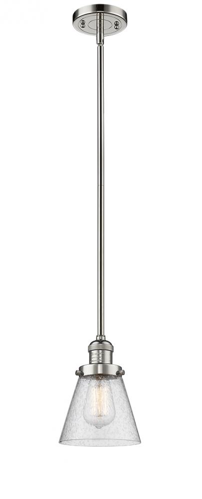 Cone - 1 Light - 6 inch - Polished Nickel - Stem Hung - Mini Pendant