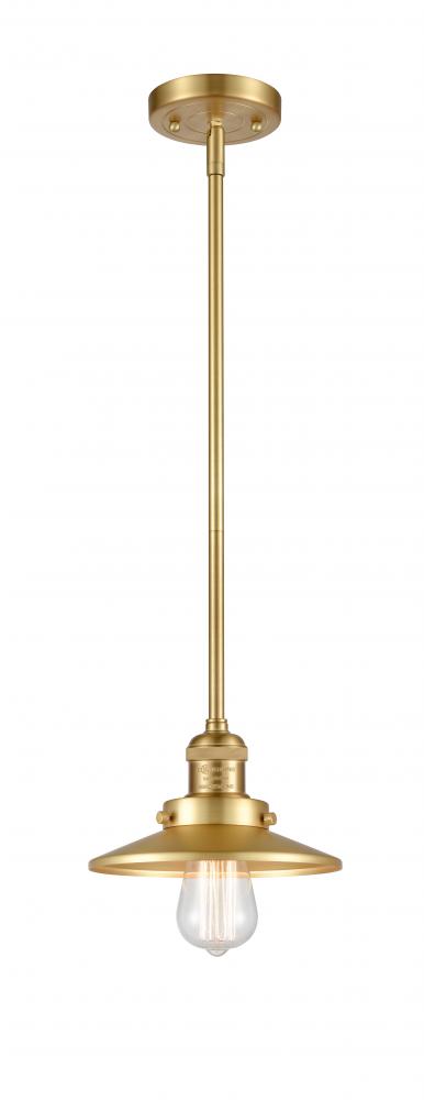 Railroad - 1 Light - 8 inch - Satin Gold - Stem Hung - Mini Pendant