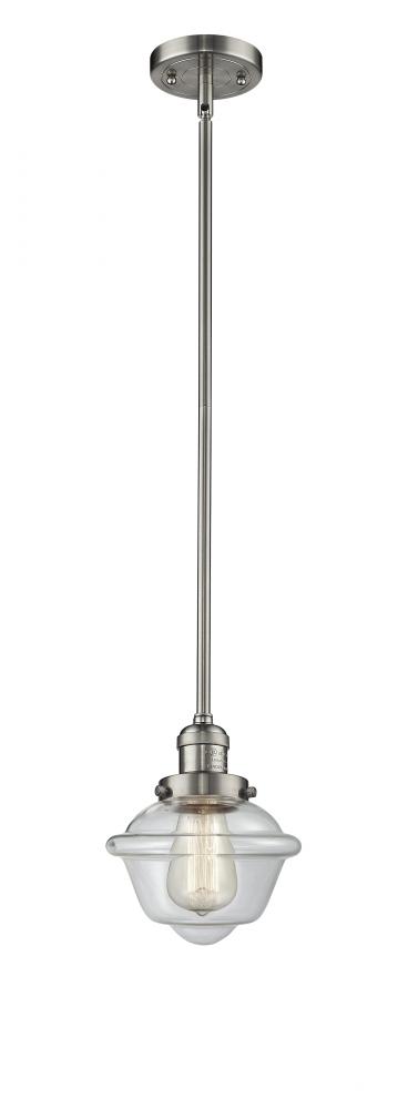 Oxford - 1 Light - 8 inch - Brushed Satin Nickel - Stem Hung - Mini Pendant