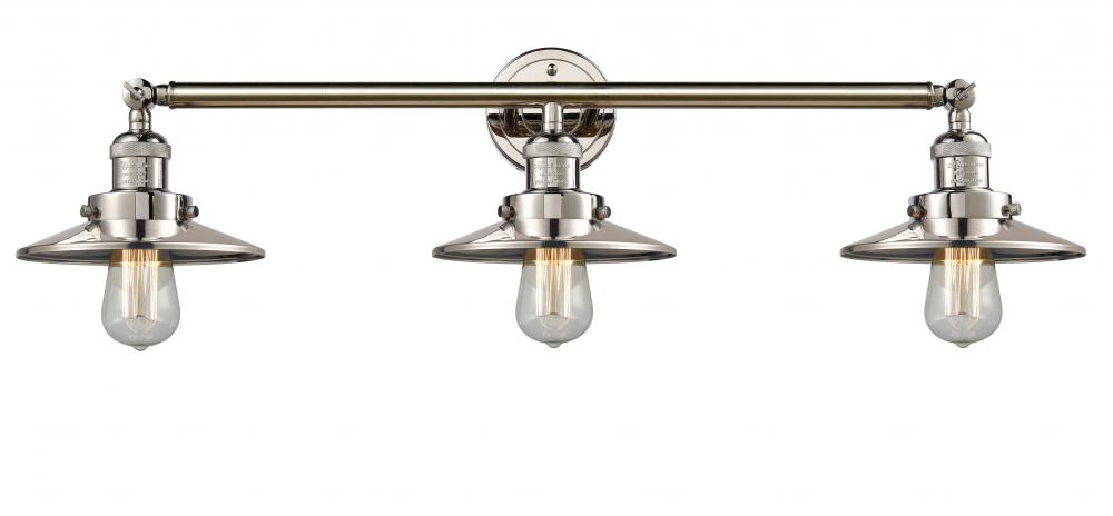 Railroad - 3 Light - 32 inch - Polished Nickel - Bath Vanity Light