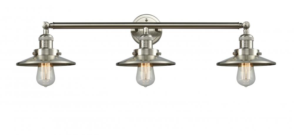 Railroad - 3 Light - 32 inch - Brushed Satin Nickel - Bath Vanity Light