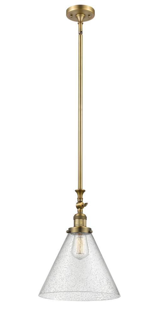 Cone - 1 Light - 12 inch - Brushed Brass - Stem Hung - Mini Pendant