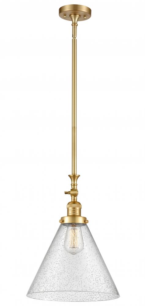 Cone - 1 Light - 12 inch - Satin Gold - Stem Hung - Mini Pendant