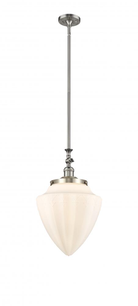 Bullet - 1 Light - 12 inch - Brushed Satin Nickel - Stem Hung - Mini Pendant