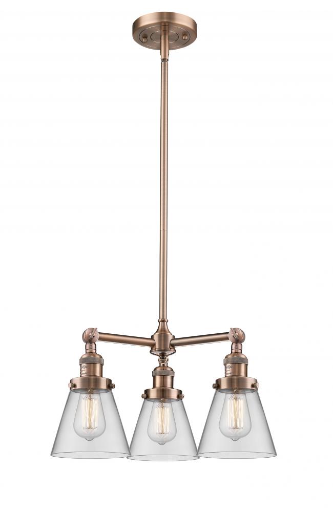 Cone - 3 Light - 19 inch - Antique Copper - Stem Hung - Chandelier