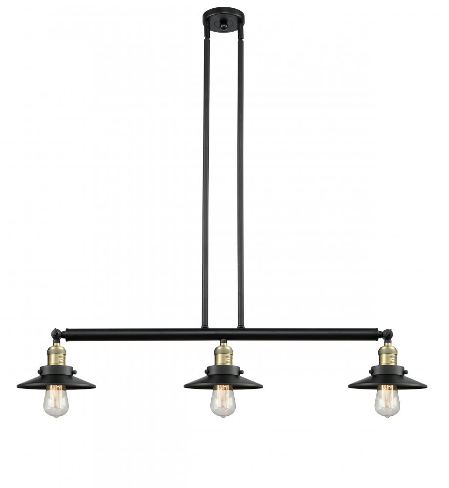 Railroad - 3 Light - 41 inch - Black Antique Brass - Stem Hung - Island Light