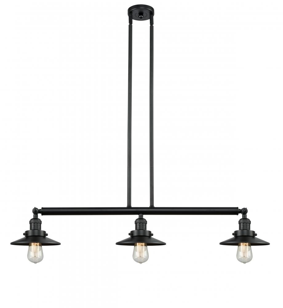 Railroad - 3 Light - 41 inch - Matte Black - Stem Hung - Island Light