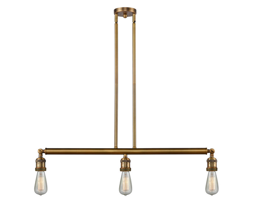 Bare Bulb - 3 Light - 38 inch - Brushed Brass - Stem Hung - Island Light