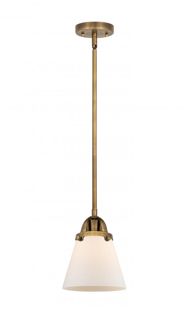 Cone - 1 Light - 6 inch - Brushed Brass - Cord hung - Mini Pendant