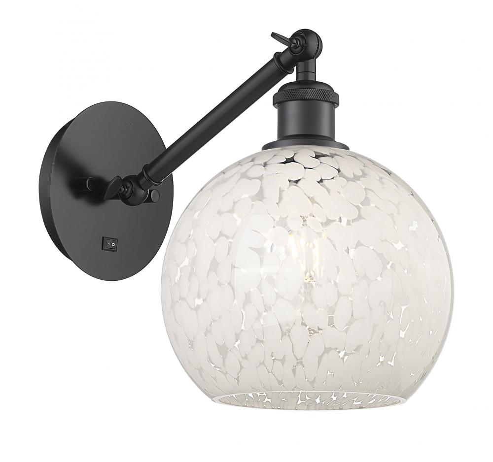 White Mouchette - 1 Light - 8 inch - Matte Black - Sconce