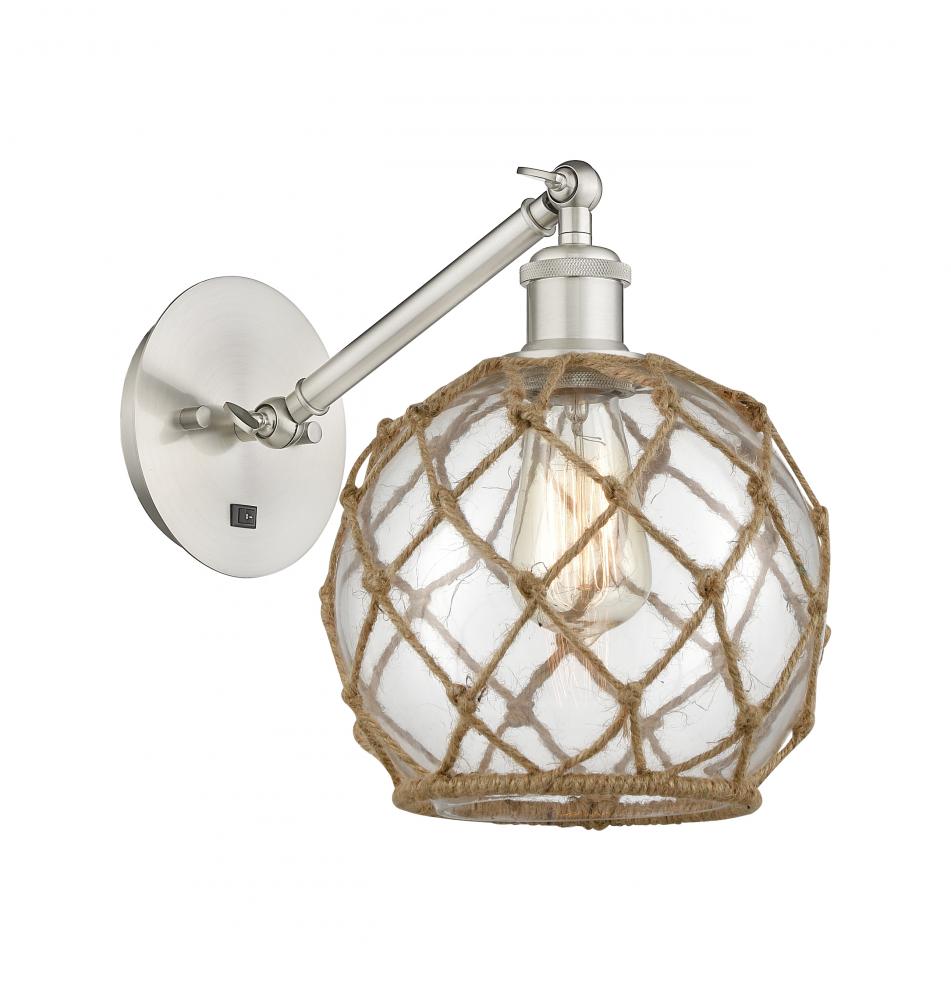 Farmhouse Rope - 1 Light - 8 inch - Brushed Satin Nickel - Sconce