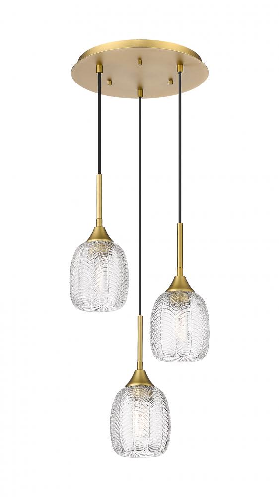 Berkshire - 3 Light - 20 inch - Brushed Brass - Cord Hung - Multi Pendant