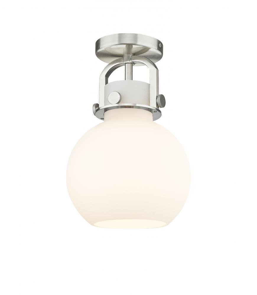 Newton Sphere - 1 Light - 8 inch - Satin Nickel - Flush Mount