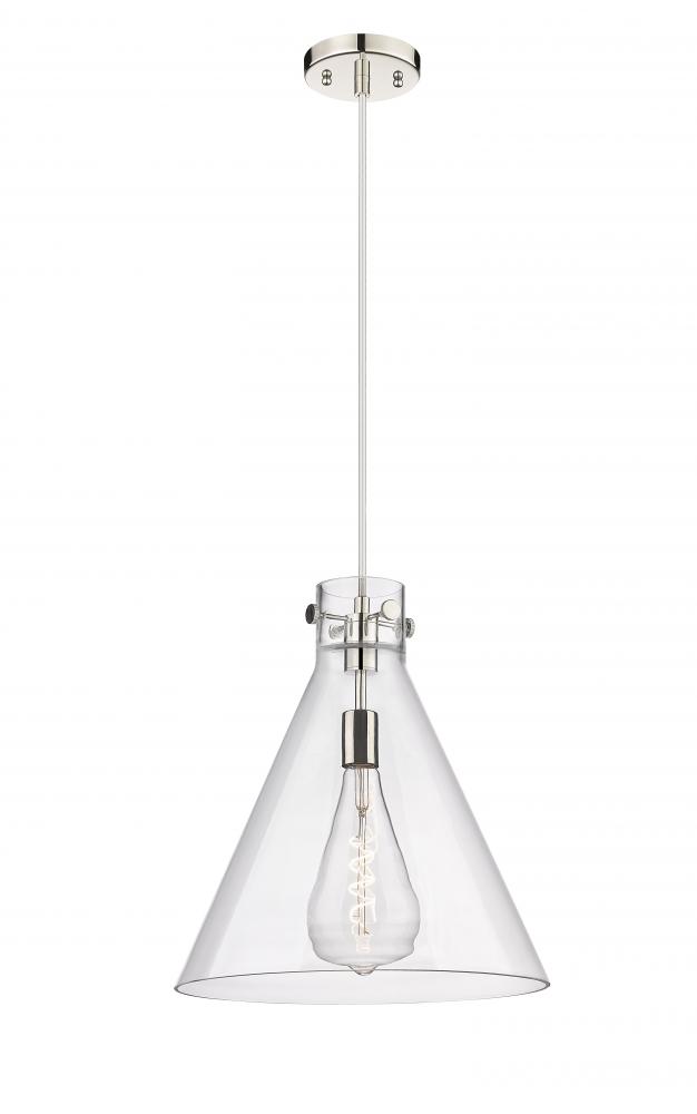 Newton Cone - 1 Light - 16 inch - Polished Nickel - Cord hung - Pendant