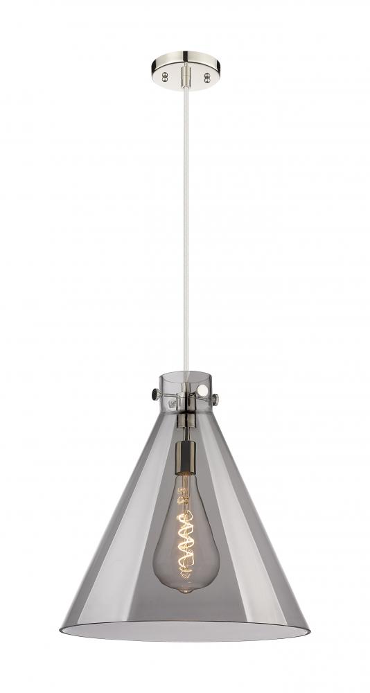 Newton Cone - 1 Light - 18 inch - Polished Nickel - Cord hung - Pendant