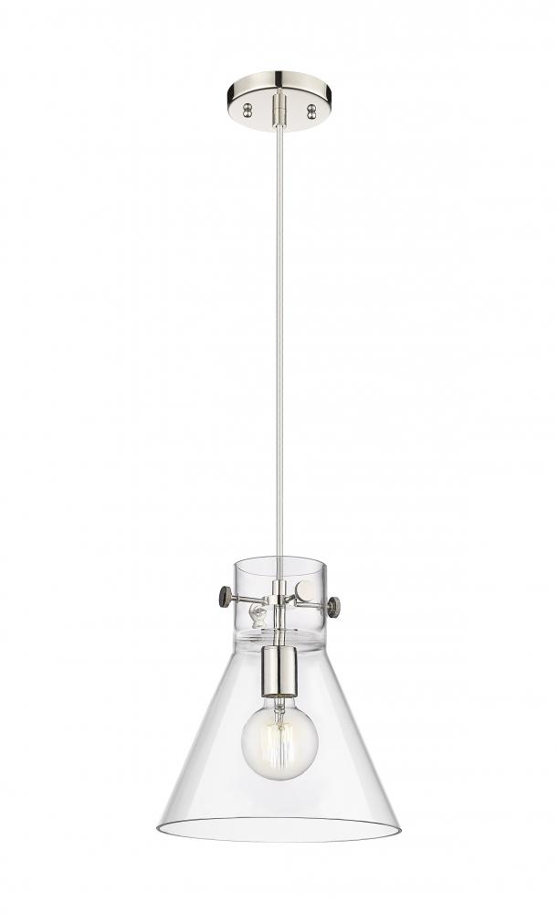 Newton Cone - 1 Light - 10 inch - Polished Nickel - Cord hung - Pendant