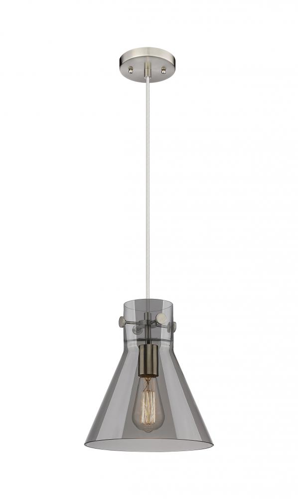 Newton Cone - 1 Light - 10 inch - Satin Nickel - Cord hung - Pendant