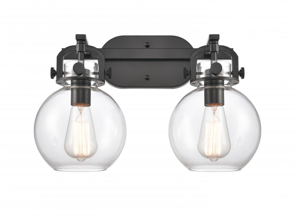 Newton Sphere - 2 Light - 17 inch - Matte Black - Bath Vanity Light