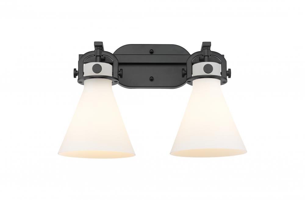 Newton Cone - 2 Light - 17 inch - Matte Black - Bath Vanity Light