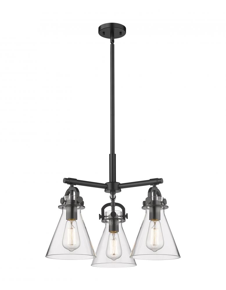 Newton Cone - 3 Light - 21 inch - Matte Black - Pendant