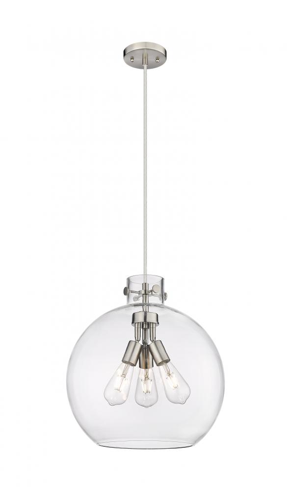 Newton Sphere - 3 Light - 16 inch - Satin Nickel - Cord hung - Pendant