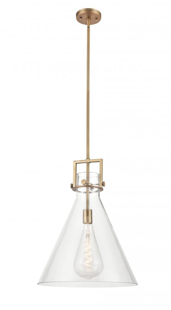 Newton Cone - 1 Light - 16 inch - Brushed Brass - Cord hung - Pendant