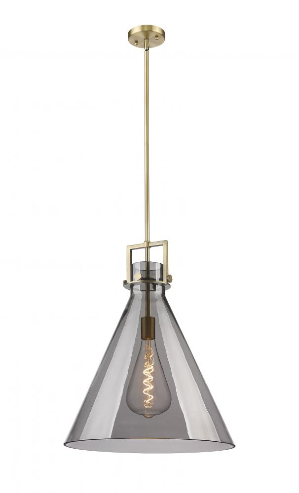 Newton Cone - 1 Light - 18 inch - Brushed Brass - Cord hung - Pendant