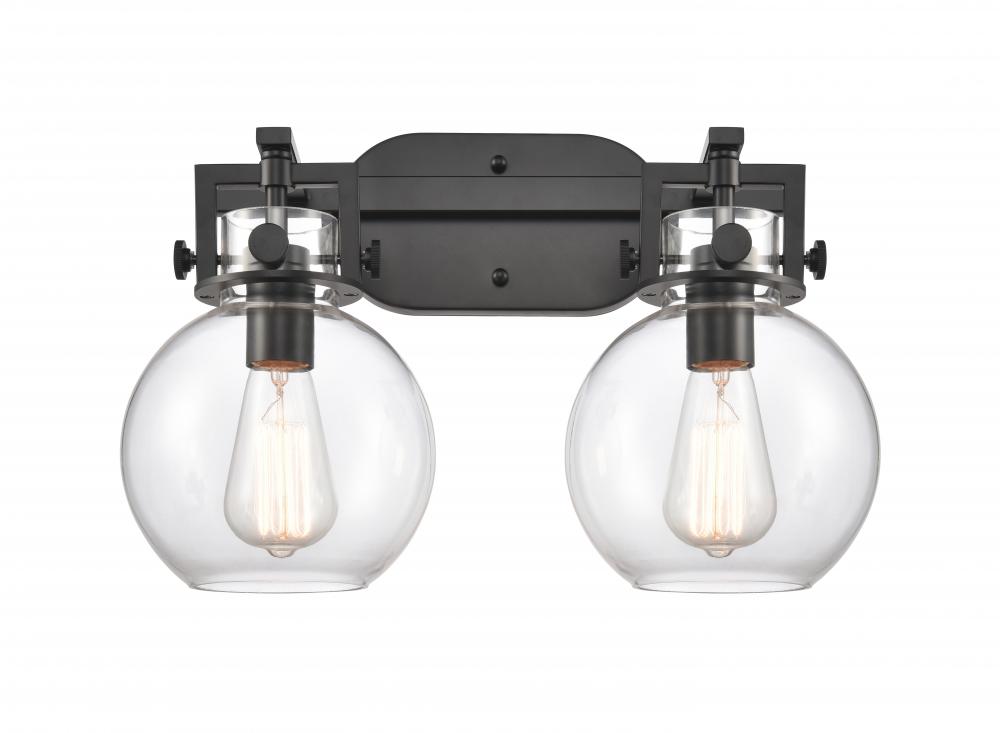 Newton Sphere - 2 Light - 17 inch - Matte Black - Bath Vanity Light