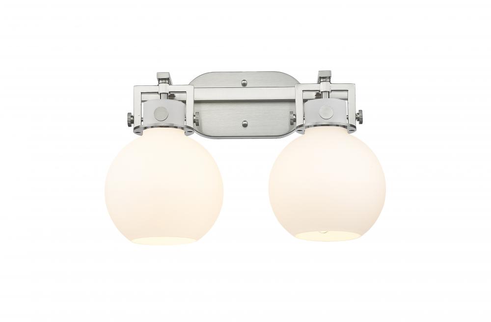 Newton Sphere - 2 Light - 17 inch - Satin Nickel - Bath Vanity Light