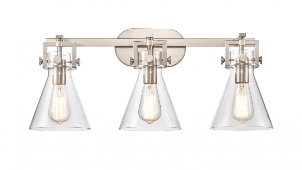 Newton Cone - 3 Light - 27 inch - Satin Nickel - Bath Vanity Light