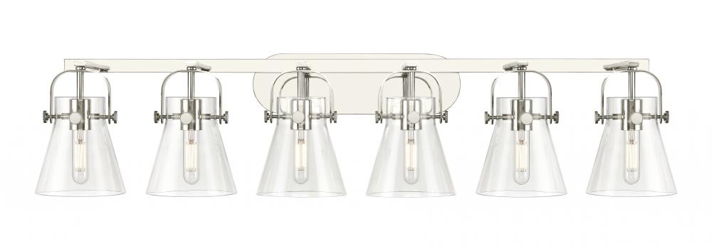 Pilaster II Cone - 6 Light - 46 inch - Polished Nickel - Bath Vanity Light